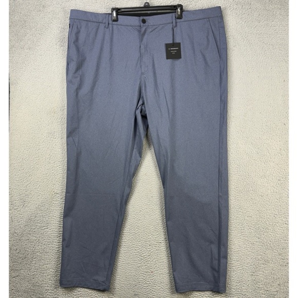 01.Algo Mens Chino Golf Pants 44 Blue Performance Tech Moisture Wicking Logo NEW